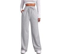 FACDIBY Pantaloni della tuta da donna foderati in sherpa invernali caldi pantaloni sportivi jogger in pile, Grigio chiaro, XL-XXL