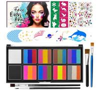Face Body Paint,Set di Trucchi per il Viso per Bambini,26 Colori Face Painting, Pittura Corpo con Stampini e 3 Pennelli per Feste di Compleanno, Cosplay, Halloween e Natale (Stile 2)