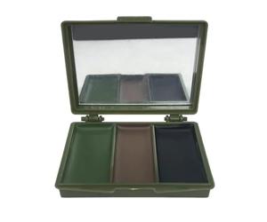 Face Camouflage Paint - 3 Color Stealth Compact With Mirror, Water & Sweat Resistant Makeup, 7.4cm X 5.8cm Slim Case, Black Brown Green Pigments - For Hunting & Professional Concealment