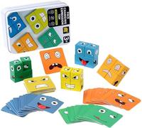 Face-Changing Building Blocks Educational Montessori Toy, Wooden Face Changing Magic Cube Toys, Pattern Matching Game, Educational Puzzles Toy for Kids