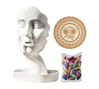Face Incense Burner - Ceramic Waterfall Backflow Incense Holder 20.2x13x13cm | Woman Face In Hands Statue For Sticks And Cones | Decorative Aromatherapy Home Decor, 500g