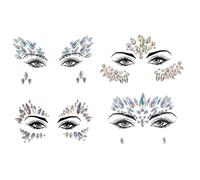 Face Jewels for Women, 4 set Face Jewels Bash on strassoni adesivi luminosi regali di tatuaggi temporanei per le donne Accessori per il festival musicale di Carnival Music Party