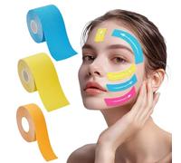 Face Lifting Tape,3 Pezzi Nastro Lifting Facciale, Cerotti Antirughe per il Viso,3 colori di Patch Antirughe,Anti Wrinkle Patches,Tape Kinesiologico Professionale-blau-gelb-orange