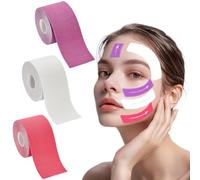 Face Lifting Tape,3 Pezzi Nastro Lifting Facciale, Cerotti Antirughe per il Viso,3 colori di Patch Antirughe,Anti Wrinkle Patches,Tape Kinesiologico Professionale-weiß, rot und violett