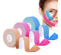 Face Lifting Tape, 3 Pezzi Tape Kinesiologico, Cerotti Antirughe per il Viso, Anti Falten, Face Lifting Tape, Tape Kinesiologico Professionale, Colore della pelle,azzurro cielo, rosso rosa, 2,5 cm*5 m
