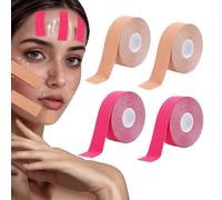 Face Lifting Tape,4 Pezzi Nastro Lifting Facciale Patch 2.5CM * 5M Cerotti Lifting Viso Face Taping Kinesiologico Viso Cerotti Patch Antirughe