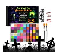 Face Painting Kit For Kid | 42 Color Washable Halloween Facepaint Palette | Professional Body Makeup Kit For Party Holiday Carnival Haunted House Festival Role-Playing Masquerade Photo