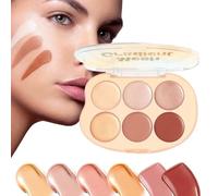 Face Palette, 6 Color Contour Set, Waterproof Cream Makeup, Blendable Long Lasting Formula, Professional Cosmetics Kit for Women and Mature Skin Use at Events, Party, 12g