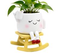 Face Planter | Cute Resin Smile Design Holder With Drainage Hole | R Planters Pots Head, Designed Lightweight And Portable For Easy Movement, While Their Compact Profile Fits Ideally On Desks Or Shelv