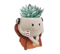 Face Planter Pot - Carino Resin Head Planter | Funny Sitting Pot | Modern Flower Holder Containers | Stain-Resistant Cactus Tabletop Decorations For Desk Windowsill Patio Balcony Garden