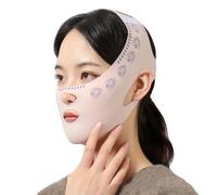 Face Sculpting V Face Beauty Sleep Mask Nasolabial Wrinkle Bandage Mask è traspirante ed elastico per stringere il mento (grigio) (rosa (pezzo unico a forma di ventaglio))