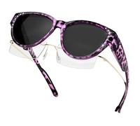 Face Shadow Sovraocchiali da Sole Donna Polarizzati, Occhiali da Sole sopra Occhiali da Vista Copriocchiali con Accenti di Strass, con Protezione UV400, per Guidare, Pescare e Andare in Bicicletta