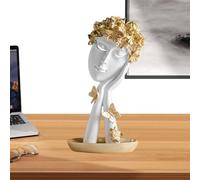 Face Statue - Resin Thinker Lady Sculpture, Figurina astratta | donne moderne affrontano la statua con capelli biondi, caratteri astratti artistici decorazioni per la casa per soggiorno, tavolo, sc