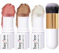 Face Stick Set, 3 Pezzi Fard, Illuminante E Contouring Con Pennello | per Un Tru