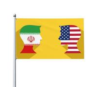 Face To Face Concept. Iran Vs United States Bandiera Da Giardino Robuste Bandiere Colore Vivido Flag Per Interno Prato Portico Festival 90X150Cm