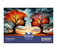 Face Tree Sunset 1000 Pezzi Puzzle Dual Soul Harmony Puzzle Classico Cartone Riciclato - Hit Delle Famiglie, Attività Festive, Regalo Anniversario E Tempo Libero Indoor 52x38cm/1000pcs