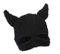 Facecover - Cappello da sci con corna di pipistrello, colore: nero | Cappellini di copertura del viso del pullover lavorato a maglia, cappello del corno di pipistrello di cosplay