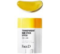 Face D - Stick Solare Trasparente SPF50, Protezione UVA/UVB Invisibile, Texture Ultra-Leggera, Finish Glow Naturale, Resistente ad Acqua e Sudore, Ideale sopra il Trucco, per Pelli Sensibili