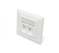 Faceplate for Keystone Jacks, 2x RJ45 dust cover, 80x80 + central plate, pure white