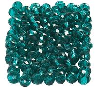 Faceted Beads, size 3x4 mm, emerald green, 100pcs