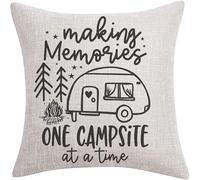 FaceYee Make Memories One Campsite at a Time - Federa per cuscino, decorazione camper con cerniera nascosta, rimovibile, 40 x 40 cm, colore: Make Memories