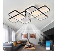 Fachae 70W Led Lampadario Con Pale Modalità Inverno-Estate Lampada Ventilatore Da Soffitto Timer Di Silenziamento Plafoniera Con Ventilatore Da Soffitto Nero Design Moderno