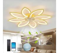 Fachae 90cm,Forma a Fiore,Plafoniera con Ventilatore Compatibile con Alexa