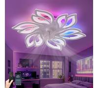 Fachae Lampadario con Ventilatore per Bambini RGB LED Dimmerabile Reversibile,Silenzioso 6 Velocità Plafoniera con Ventilatore,Ventilatori da Soffitto con Luce e Telecomando Timer Camera da Letto