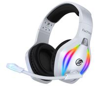 Fachixy Cuffie da gioco wireless con microfono per PS5, PS4, PC, Mac | Driver Premium Esports da 50 mm, suono surround, radio da 2,4 GHz, Bluetooth 5.4, LED e oltre 50 ore di durata della batteria