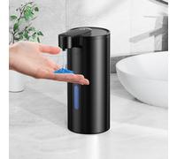Fachixy Dispenser di sapone automatico in acciaio inox, sensore senza contatto, ricaricabile con USB-C, con batteria da 2000 mAh, 340 ml, protezione dell'acqua IPX4, per bagno, cucina e WC, nero