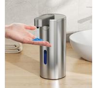 Fachixy Dispenser di sapone automatico, in acciaio inox spazzolato, senza contatto, 340 ml con sensore, ricaricabile USB per bagno, cucina