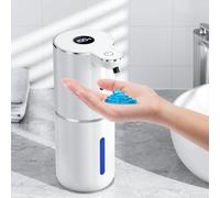 Fachixy Dispenser Sapone Automatico con Display Digitale, Touchless, Montaggio a Parete Dispenser Sapone Bagno, Ricaricabile, 380ml, IPX5 Impermeabile per Bagno, Cucina