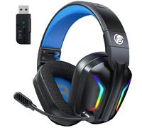 Fachixy FC-300 - Cuffie da gioco con microfono, 2,4 G wireless per PS5, PS4, PC, Switch, Mac, Surround Sound pieghevole, Bluetooth, senza fili, con luce LED, durata della batteria 50H+