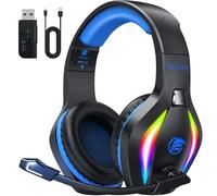 Fachixy FC100 Cuffie con microfono, 2,4 G Wireless Gaming Headset per PS5, PS4, PC, Switch, Mac, Surround Sound Bluetooth Gaming Cuffie senza fili con luce LED, oltre 50 ore di durata della batteria