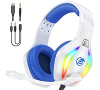 Fachixy FC100 - Cuffie da gioco per PS4, PS5, PC, Xbox, Nintendo Switch, cuffie da gioco con cavo e luce RGB, cuffie stereo surround con microfono, cancellazione del rumore