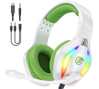 Fachixy FC100 - Cuffie da gioco per PS4, PS5, PC, Xbox, Nintendo Switch, cuffie da gioco con cavo e luce RGB, cuffie stereo surround con microfono, cancellazione del rumore