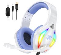 Fachixy FC100 Cuffie Gaming per PS4, PS5, PC, Xbox, Nintendo Switch, con Luce RGB, con Microfono, Audio Stereo, con Cancellazione Del Rumore con filo