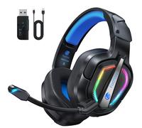 Fachixy FC200 Wireless Gaming Headset 2.4G Bluetooth Cuffie con microfono per PS5, PS4, PC, Switch, Cuffie da gioco pieghevoli, Cancellazione del rumore a bassa latenza, con luce LED, durata della