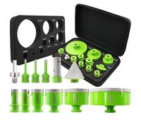 FACHLICH M14 - Set di punte diamantate per sega a tazza per piastrelle, 12 pezzi (6/6/8/20/25/35/50/68/110 mm + 20F + 50B + adattatore esagonale) per piastrelle, porcellana, granito, marmo