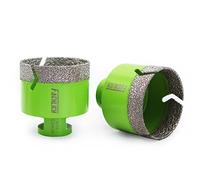 FACHLICH Punta per Trapano Diamantata,2 Pezzi 60mm Sega a Tazza a Secco Brasata Sotto Vuoto con Filettatura M14 per Gres Porcellanato,Granito,Marmo,Cemento,Muratura,Mattoni