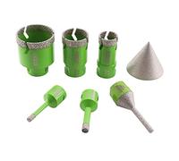 FACHLICH Punte Diamantate 6/8/25/35/50mm+6-25mm 7 Pezzi per Trapano con Alluminio Scatola e 50mm Fresa e Adattatore per Porcellana Piastrella Granito Marmo Taglio a Secco