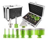 FACHLICH Punte Diamantate Fresa 6/6/8/20/35/50/68mm Trapano Diamantate 10 Pezzi con Alluminio Scatola e 10mm and 50mm Fresa e Adattatore per Porcellana Piastrella Granito Marmo Taglio a Secco