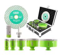 FACHLICH Punte Diamantate Gres Porcellanato - (25/35/50/68/100mm+25mm Fresa+Adattatore)+125mm Disco Diamantate per Piastrelle Porcellana Piastrella Granito Marmo