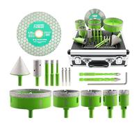 FACHLICH Punte Diamantate Gres Porcellanato - (6/8/10/25/35/50/65/100mm+20mm Fres 50mm Punte Smusso+ 6/8mm Trapano Eccentrico Carburo+3 Punta Centratur 115mm Disco Diamantate) Trapano Diamantate