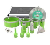 FACHLICH Punte Diamantate Gres Porcellanato - (6/8/10/25/35/50/68/110mm+20mm Fresa+50mm Punte Smusso+Adattatore)+125mm Disco Diamantate per Piastrelle Porcellana Piastrella Granito Marmo