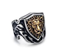 Fachoice - Anello da uomo con leone classico stile punk, anello con testa di leone, gioielli per uomo, Acciaio inossidabile, Non pietra preziosa