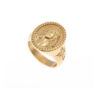 Fachoice Anello da uomo con testa di Gesù in oro con croce di Cristo e rocce, alla moda, gioiello da uomo, Acciaio inossidabile, Non pietra preziosa