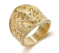 Fachoice Anello massonico vintage da uomo classico massonico simbolo massonico elegante gioiello bussola, Acciaio inossidabile, Nessuna pietra preziosa