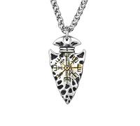 Fachoice Odin - Ciondolo a punta di freccia per uomo, con ciondolo a forma di lancia, con bussola vichinga, da uomo, con bussola nordica, freccia, gioiello punk elmo