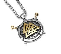Fachoice Valknut - Ciondolo da uomo con spada vichinga Valknut, collana con spada incrociata nordica da uomo punk odin guerriero